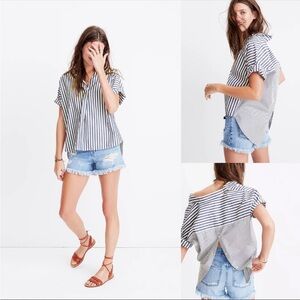 Madewell Courier Top, Blue and White Striped, Size XS